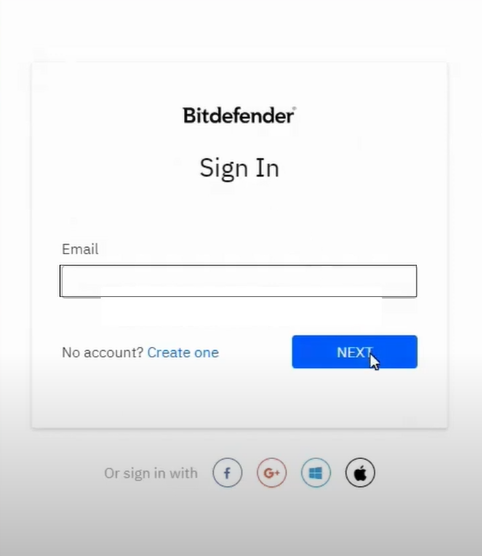 Log in to your Bitdefender account