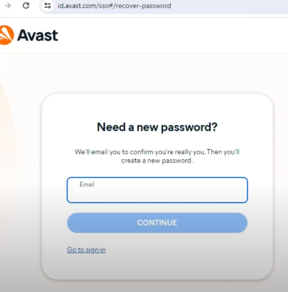 Navigate to Password Recovery page