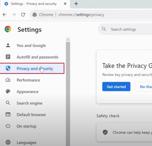 Select Privacy and Security