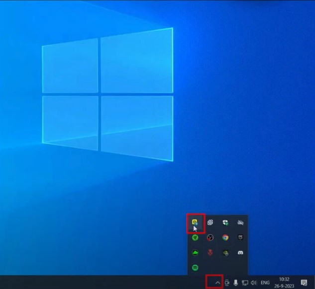 System Tray in the taskbar to open the hidden icons