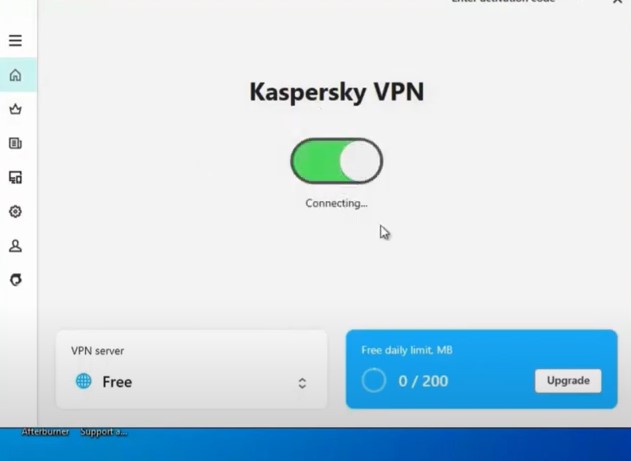 open Kaspersky VPN and click on the toggle button
