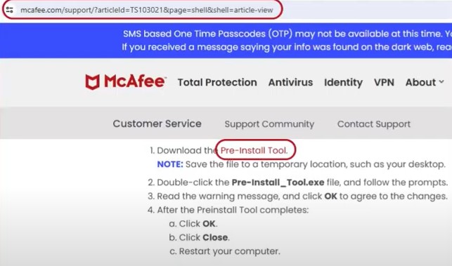  go to the official McAfee website