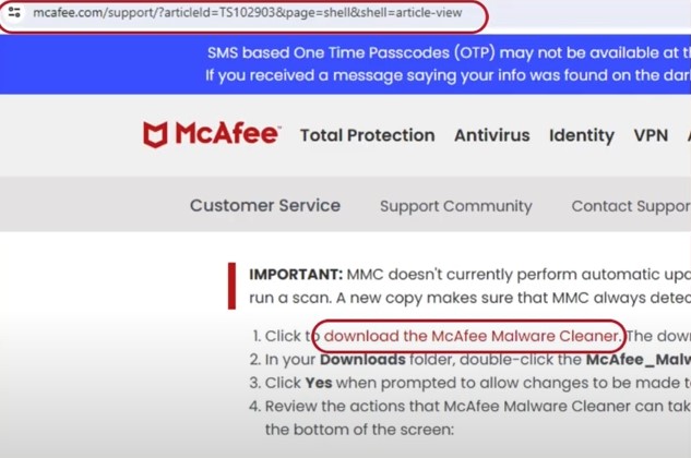 go to McAfee's official website