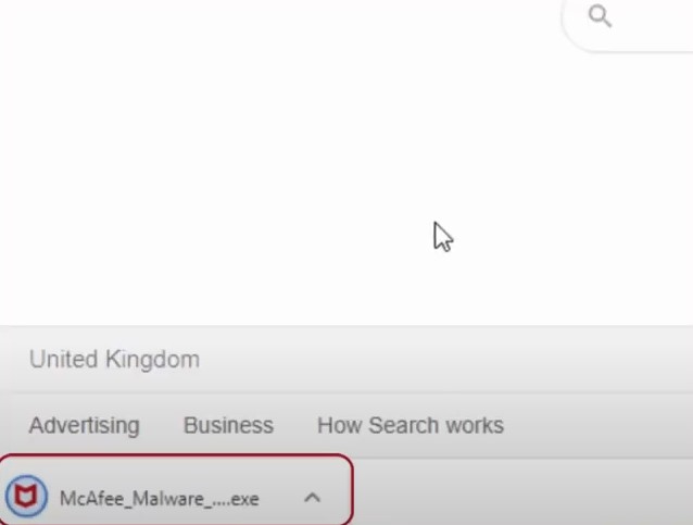double-click on the downloaded McAfee_Malware_Cleaner.exe file in the browser