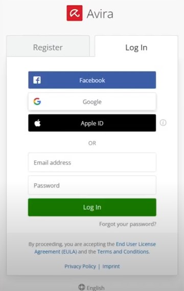  log into your Avira account
