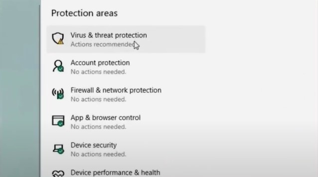 Click on virus & threat protection
