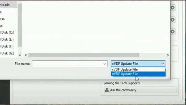 select the nVDF update file