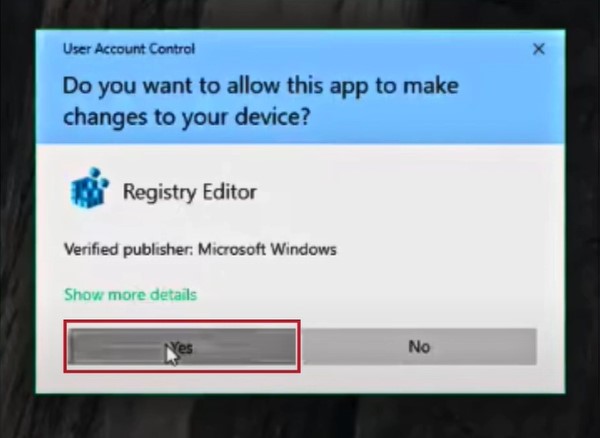 Yes in the user account control window