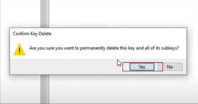 Click Yes in the pop-up prompt