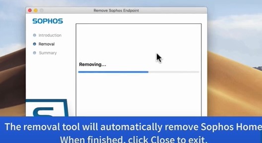 start removing Sophos