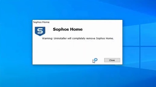 Uninstall in the Sophos Home prompt