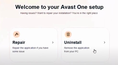 Avast screen opens