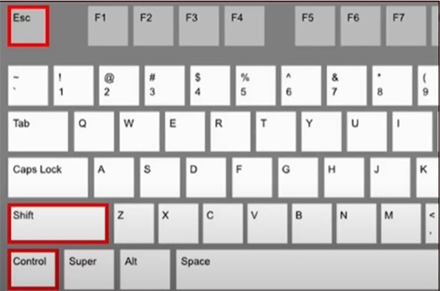 Control, Shift, and ESC keys