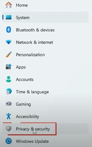 click on Privacy & Security