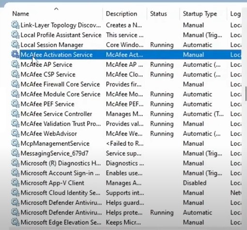services related to McAfee