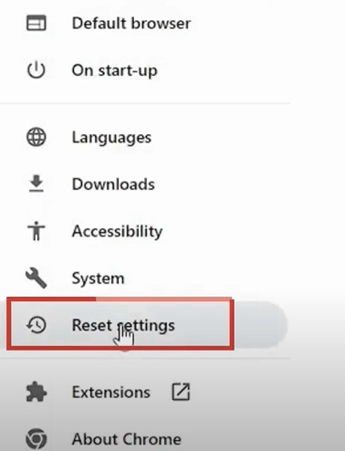 click Reset Settings