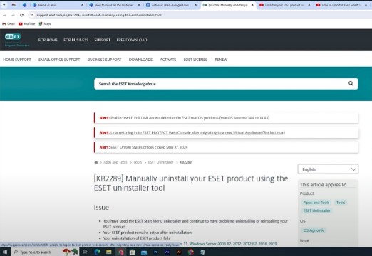 Navigate to the official ESET website