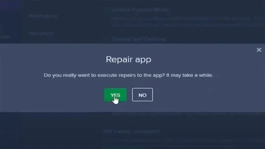 Click Yes in the Repair App