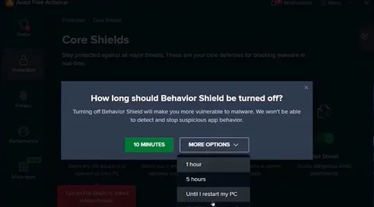 Click the Behavior Shield slider