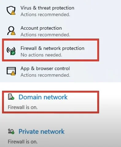 Select Firewall & Network Protection