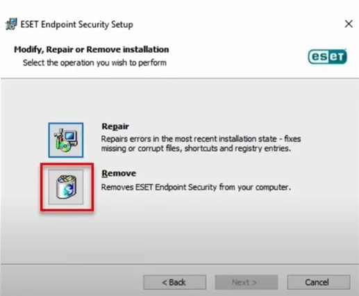 Click Next in the new ESET