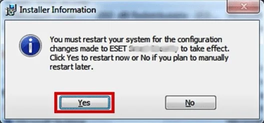 Click Yes in the Uninstaller information