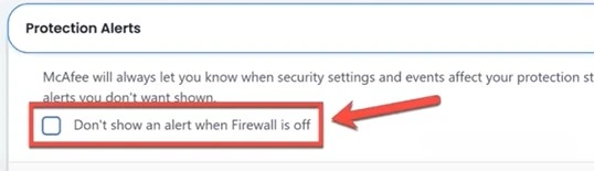 Don’t show an Alert When Firewall