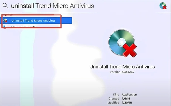 Select Uninstall Trend Micro Antivirus