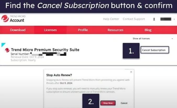 Cancel Subscription button