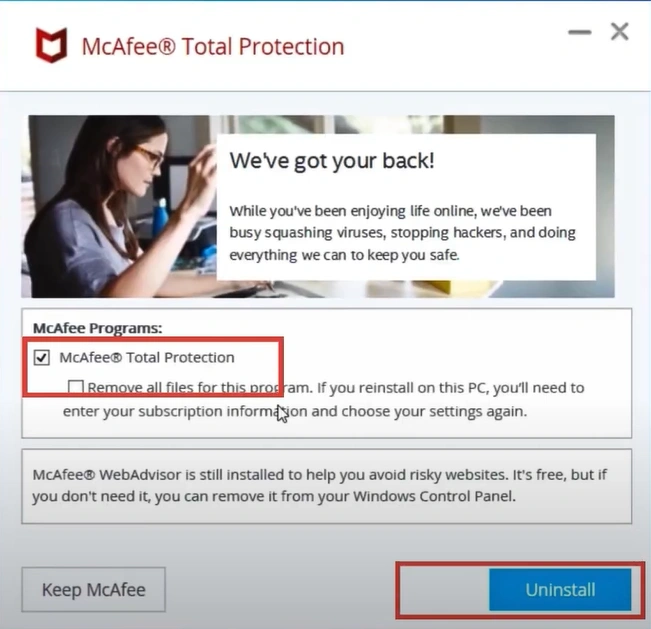 Select your McAfee program