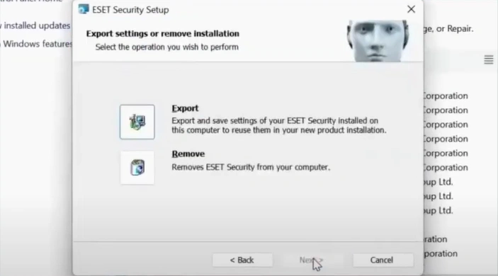 Click Next in the new ESET Security Setup