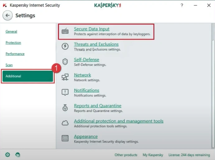 Click Secure Data Input from the right menu