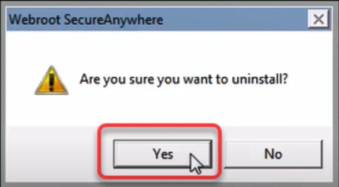 Click Yes in the uninstallation