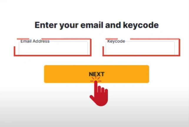 Enter your email ID and product keycode