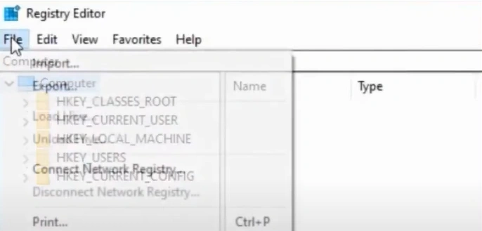 Click File in the Registry 