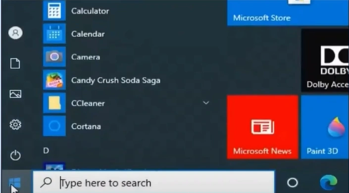 click on the Windows search bar