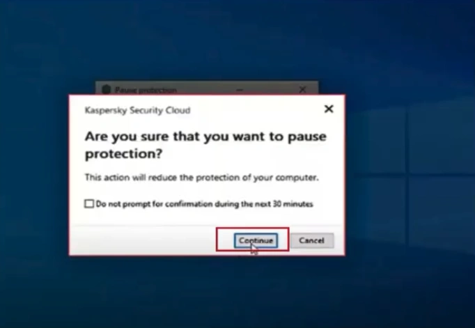 Click Continue in the pop-up window