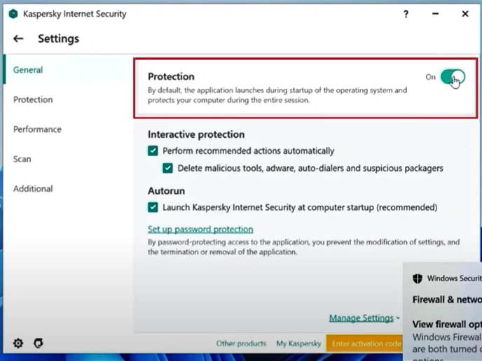 wish to turn on the Protection again