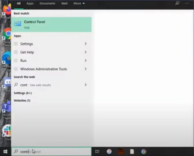 Click on the Windows search menu