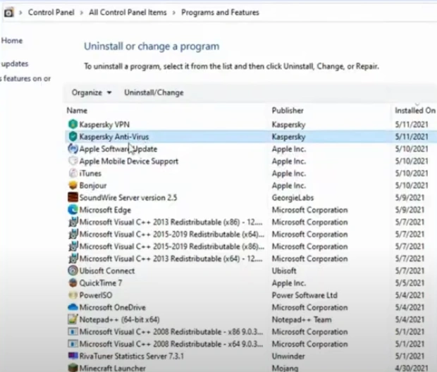 Select the other security program
