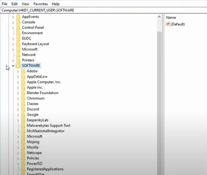 Right-click the folder of the antivirus program
