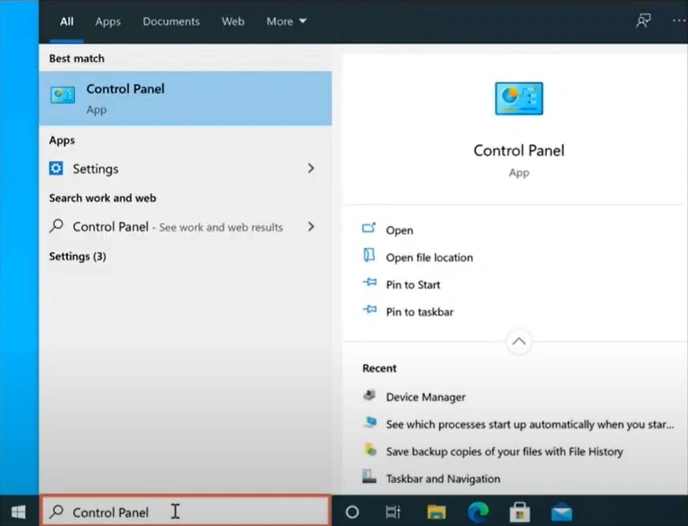 Click on the Windows search bar