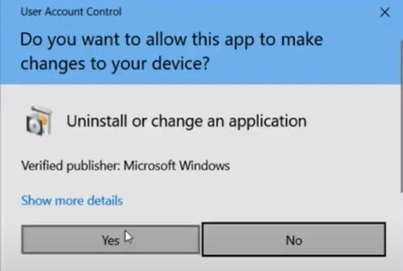 click Yes to allow the app to make changes
