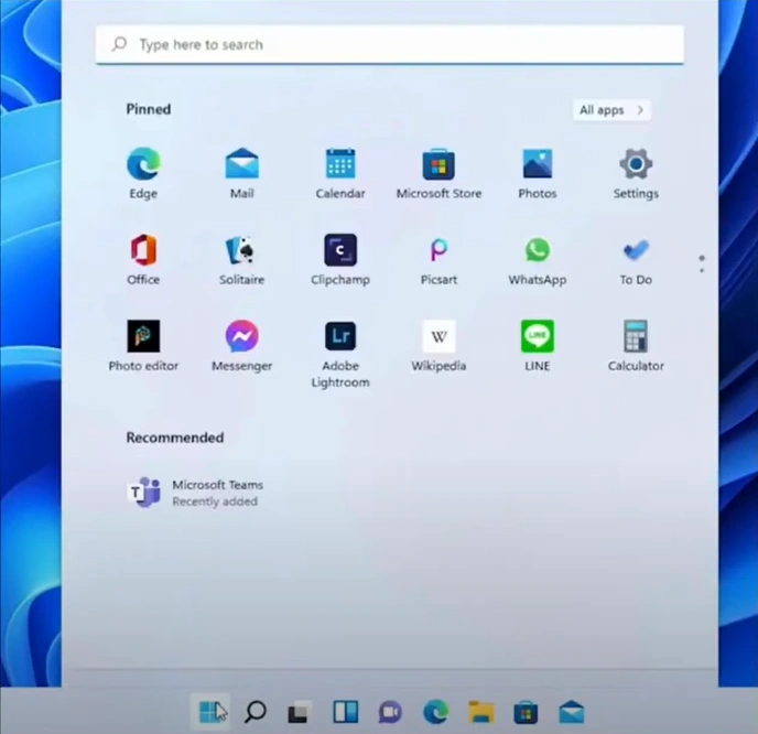 Click the Windows start button