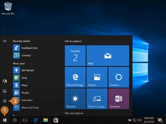 Click on the Windows start button