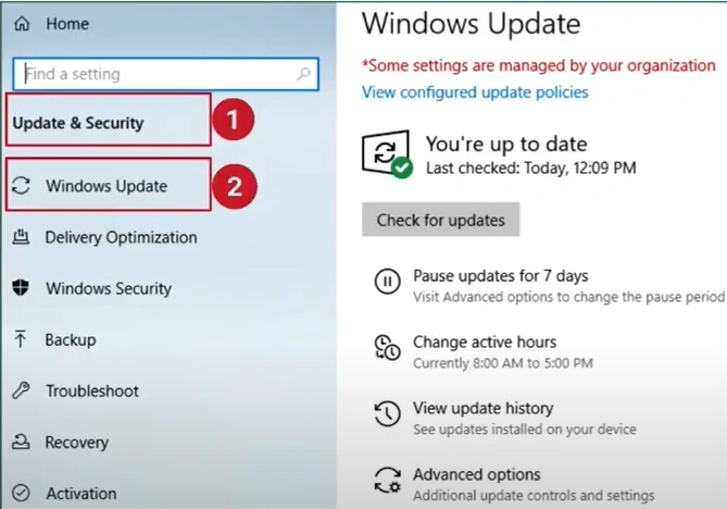 Select Update & Security