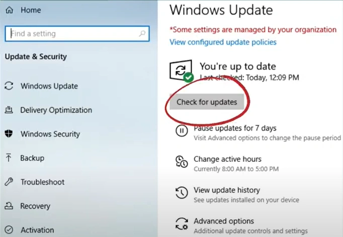 click Check for Updates