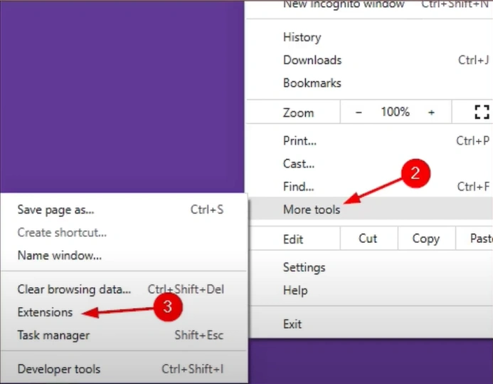 then select Extensions from the list
