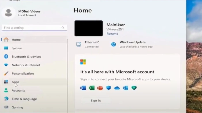 Select Apps from the left panel
