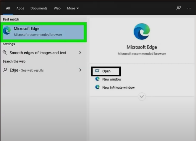 Open Microsoft Edge